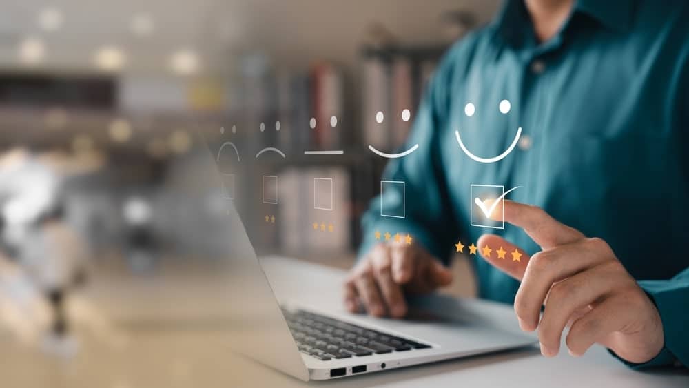 digital customer satisfaction survey with smiley faces